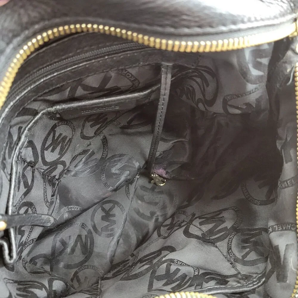 Michael Kors Black Leather Tote Bag Shoulder Bag Gold Tone‎ Hardware 17x12x5.5 - Picture 13 of 14